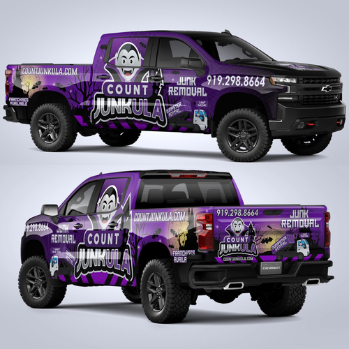 Disruptive design with the title 'Count Junkula Chevrolet® Silverado Wrap'