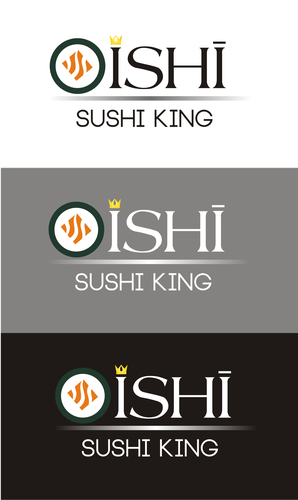 Sushi logo with the title 'Oishi Sushi King'