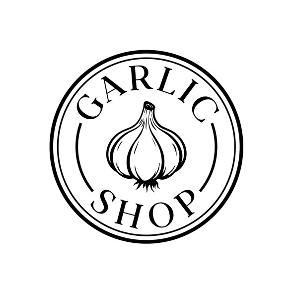 Food design with the title 'Garlic Shop'