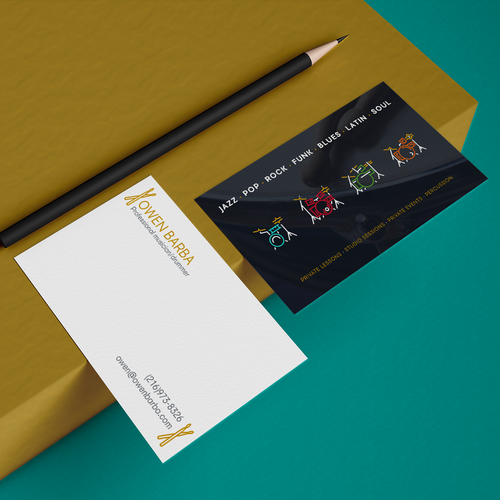 Drummer design with the title 'Personal Business Card for Drummer'