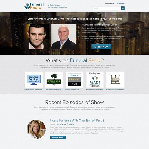 Gray website with the title 'Simple Homepage Re-design For A Podcast!'