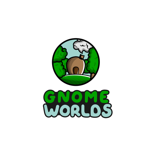 Gnome logo with the title 'Gnomeworlds logo design'