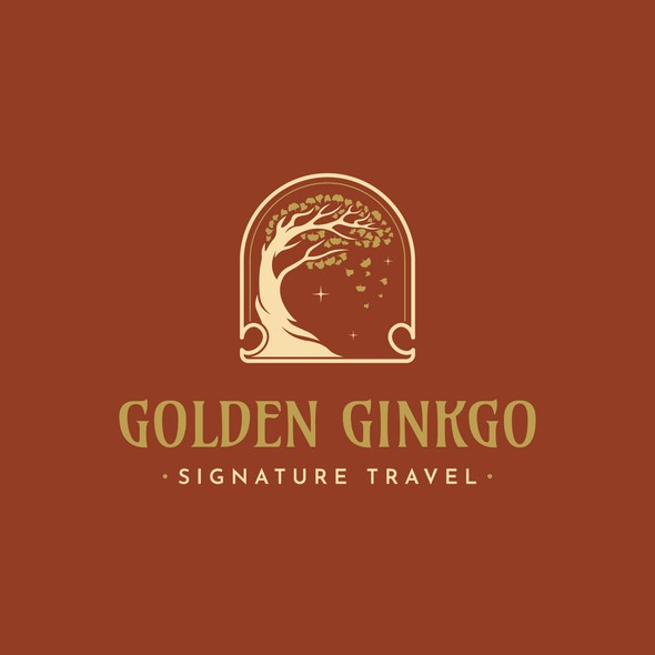 Fall logo with the title 'Ginkgo tree logo design'