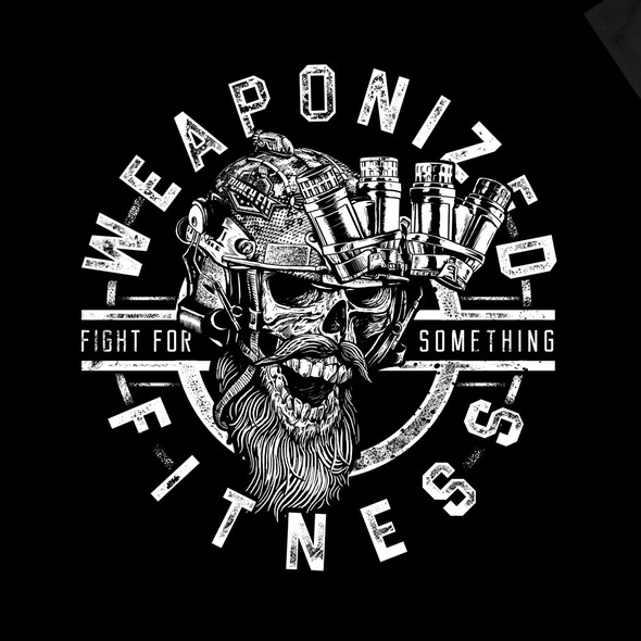Helmet t-shirt with the title 'weaponized fitness'