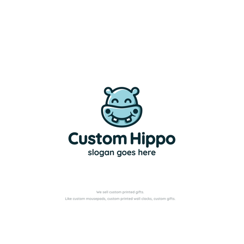 Neon blue safari logo with the title 'Custom Hippo'