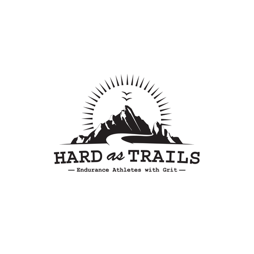 Mountain biking logo with the title 'Hard as Trails'