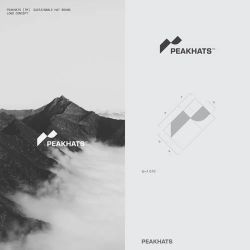 Peak logo with the title 'PeakHats / Hat company / Logo design'