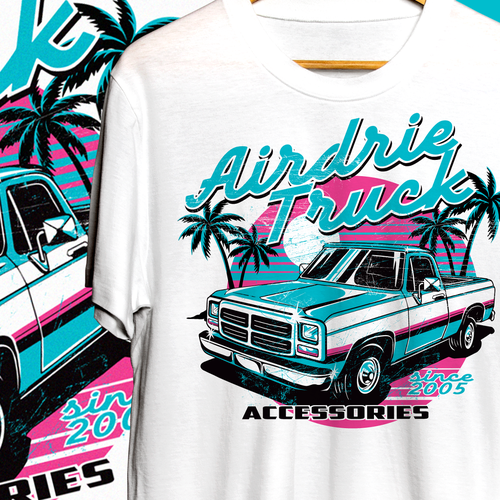 Car t-shirt with the title 'vintage style t-shirt for truck accessories shop '