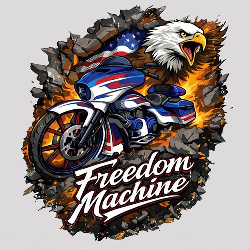 Vector art t-shirt with the title 'Bike & Eagle Design Contest Winning Entry'
