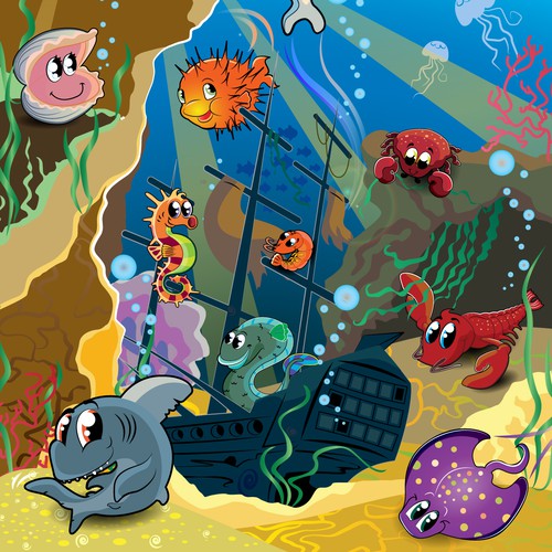 Animal artwork with the title 'Create fun vector cartoon children's characters! '