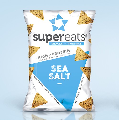 Snack bag packaging with the title 'SuperEats®'