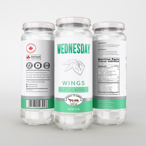 Spice packaging with the title 'Jar packaging label'