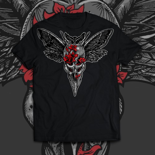 Dark t-shirt with the title 'Dramatic Bird'