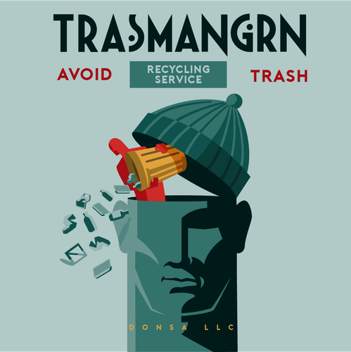 Art Deco design with the title 'TRASMANGRN Recycling Service'
