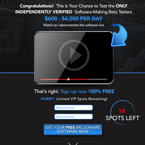 Sign up design with the title 'High Conversion Landing Page'