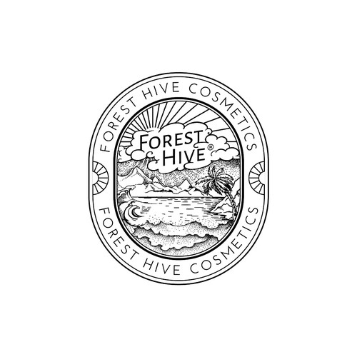 Cosmetics illustration with the title 'Concept logotype for Forest Hive Cosmetics'