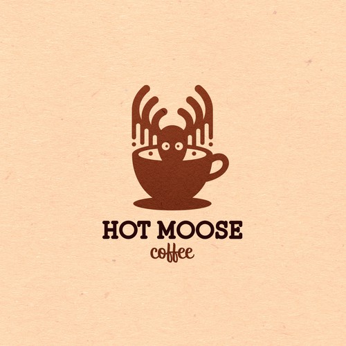 Moose logo with the title 'Playful logo for Hot Moose Coffee'