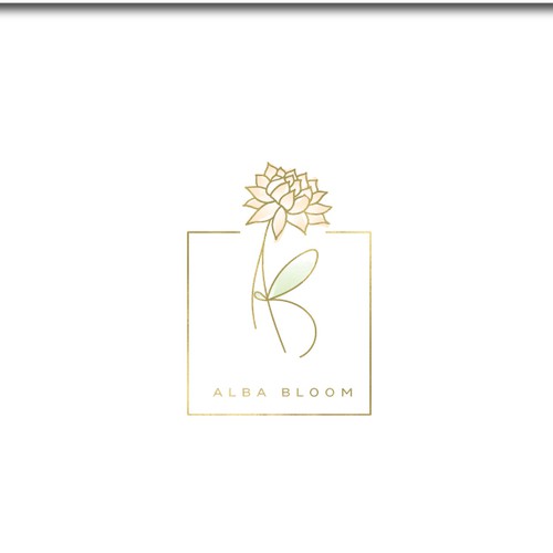 Gold brand with the title 'Branding for Alba Bloom'