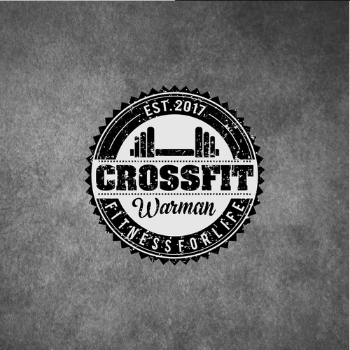 Physical logo with the title 'CrossFit Gym needs a powerful and dynamic logo'