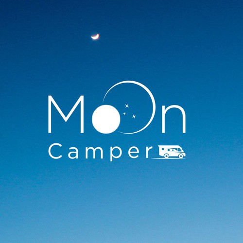 Camper logo with the title 'Full moon above Wohnmobil.'