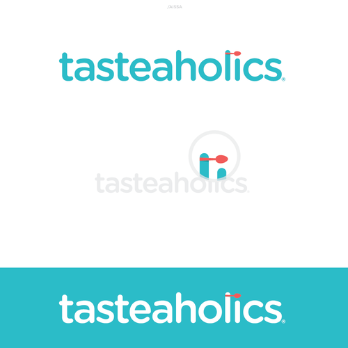 Tasty logo with the title 'tasteaholics - Logo Concept 2'