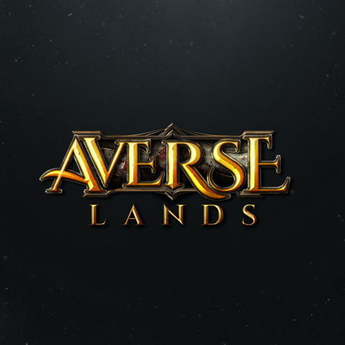 Fantasy logo with the title 'Averse Lands - Dark Fantasy MMORPG Game Logo'