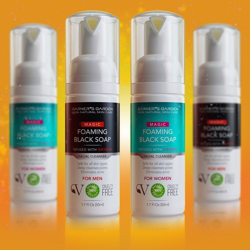 3D rendering design with the title 'Foaming Black Soap'