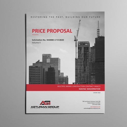 Red and gray design with the title 'Price Proposal - Word template'
