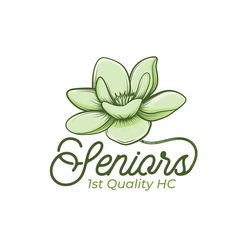 Magnolia design with the title 'A calming logo with a flower or person in uniform or Blood pressure cuff.'