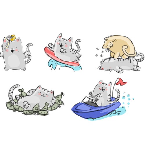 Emoji design with the title 'cat emoji sketch'
