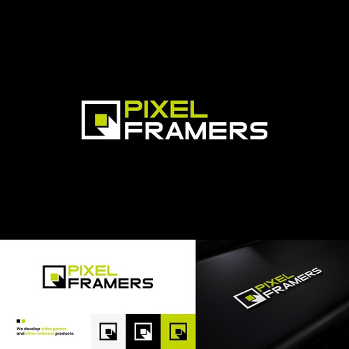 Video game logo with the title 'Pixel Framers'