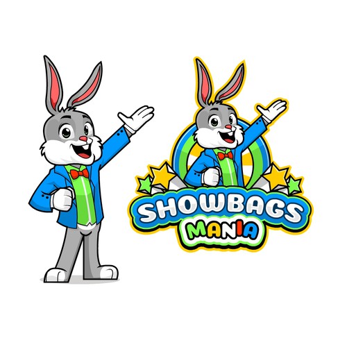 Flash logo with the title 'Fun and Vibrant logo for Showbag Mania'