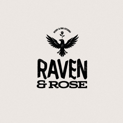 Bird logo with the title 'Raven and Rose'