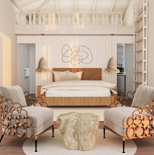 Mayan design with the title 'Hotel Room Rendering'