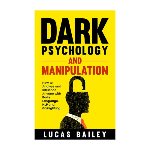 Yellow book cover with the title 'Bold cover design for Dark Pschology and manipulation'