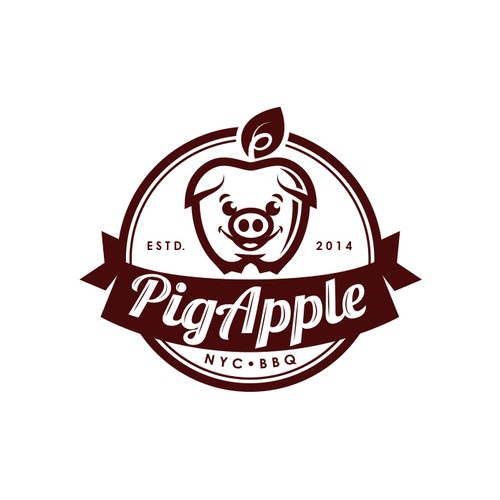 Grill-steak logo with the title 'Pig Apple'