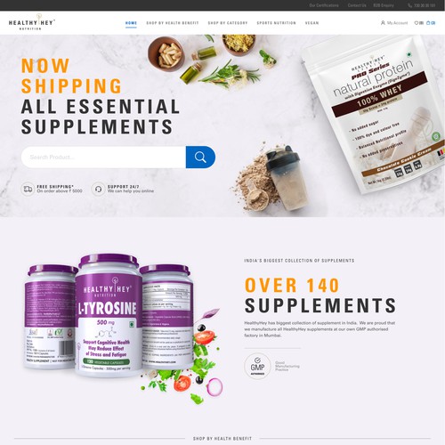 User-friendly website with the title 'Web design for Supplement brand'