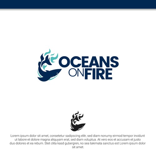 Shark logo with the title 'Oceans on Fire'