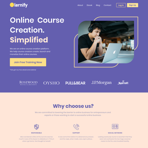 Course website with the title 'Web Design Submission for Lernify'