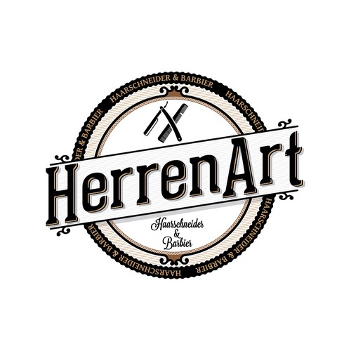 Barber brand with the title 'Logo for a German barber shop with a vintage feel to it'