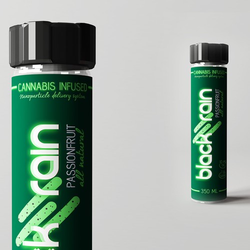 Green label with the title 'Black Rain THC beverage'