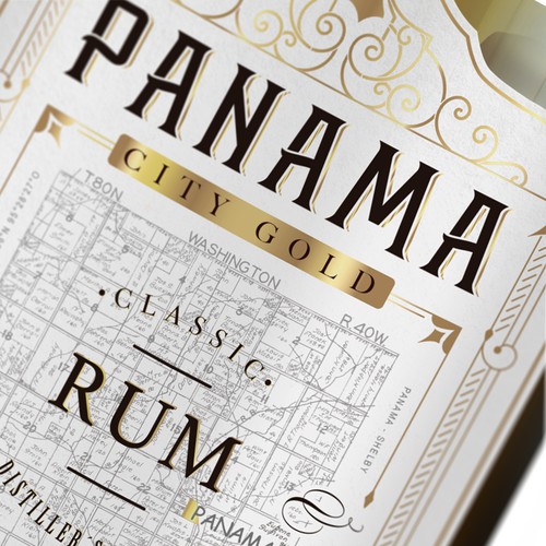 Whiskey label with the title 'Panama City Gold'