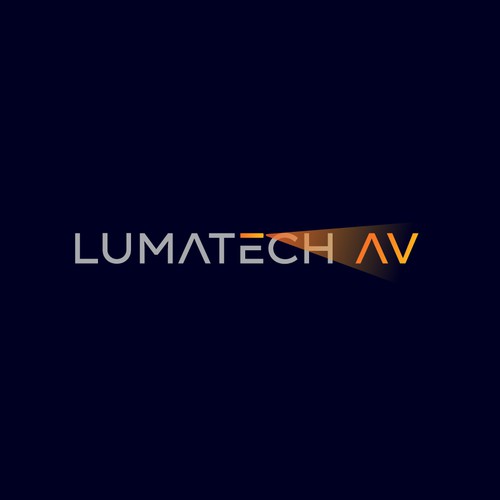 AV logo with the title 'A minimalist wordmark logo integrating a projector and beam'