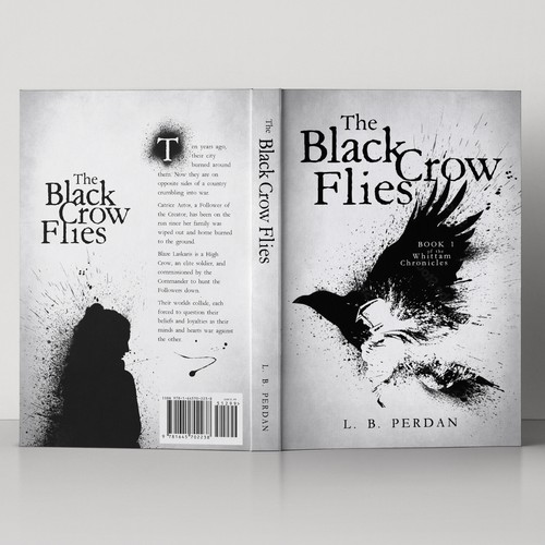 Black and white book cover with the title 'Book Cover for The Black Crow Flies'