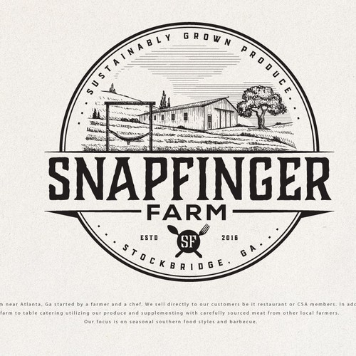 Rustic logo with the title 'Logo for Snapfinger farm'