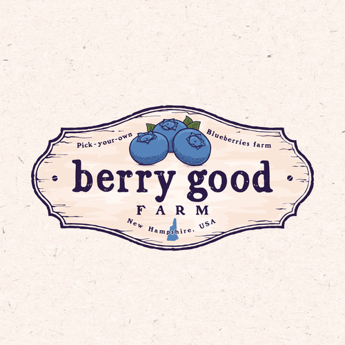 Blueberry logo with the title 'berry good Farm '