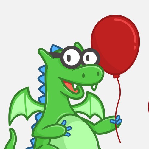 Balloon design with the title 'Nerd Dragon mascot'