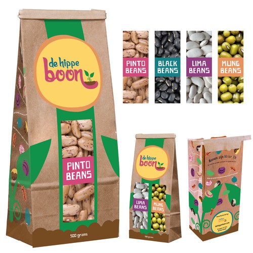 Bright packaging with the title 'Packaging for Beans'