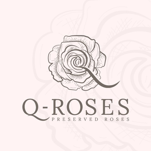 Q logo with the title 'I made this Q-Roses logo design for a Floral Company.'