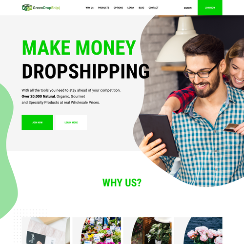 Green website with the title 'Hopemage redesign'